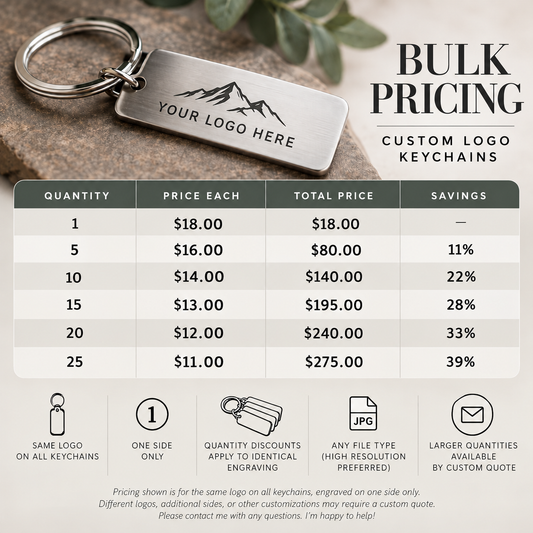 Custom Logo Keychain, Engraved Stainless Steel Business Keychain