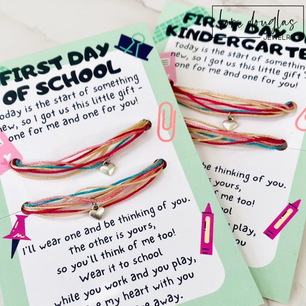 Back to School Bracelet Set for Parent and Child - Wax Cord Bracelets - First  Day of School - Friendship Bracelet Set