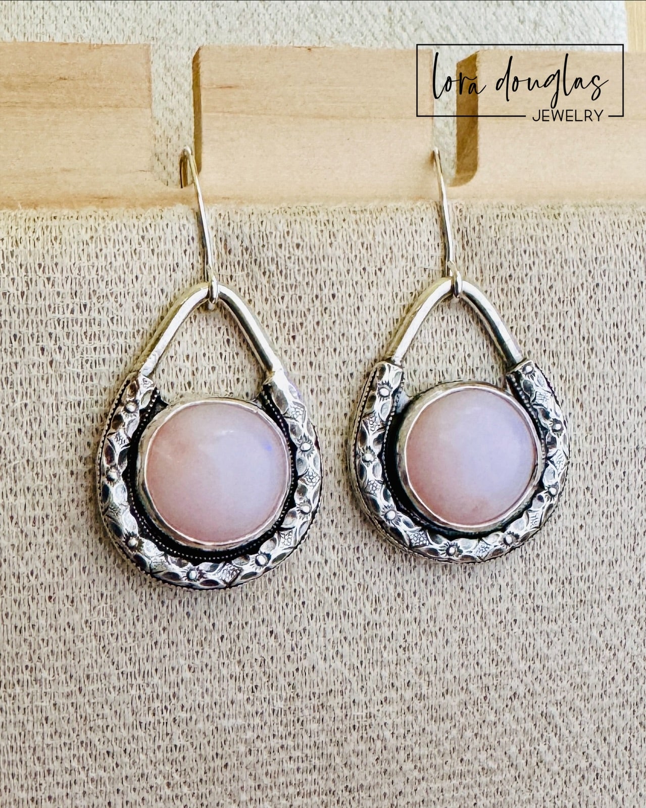Pink Opal Sterling Silver Earrings
