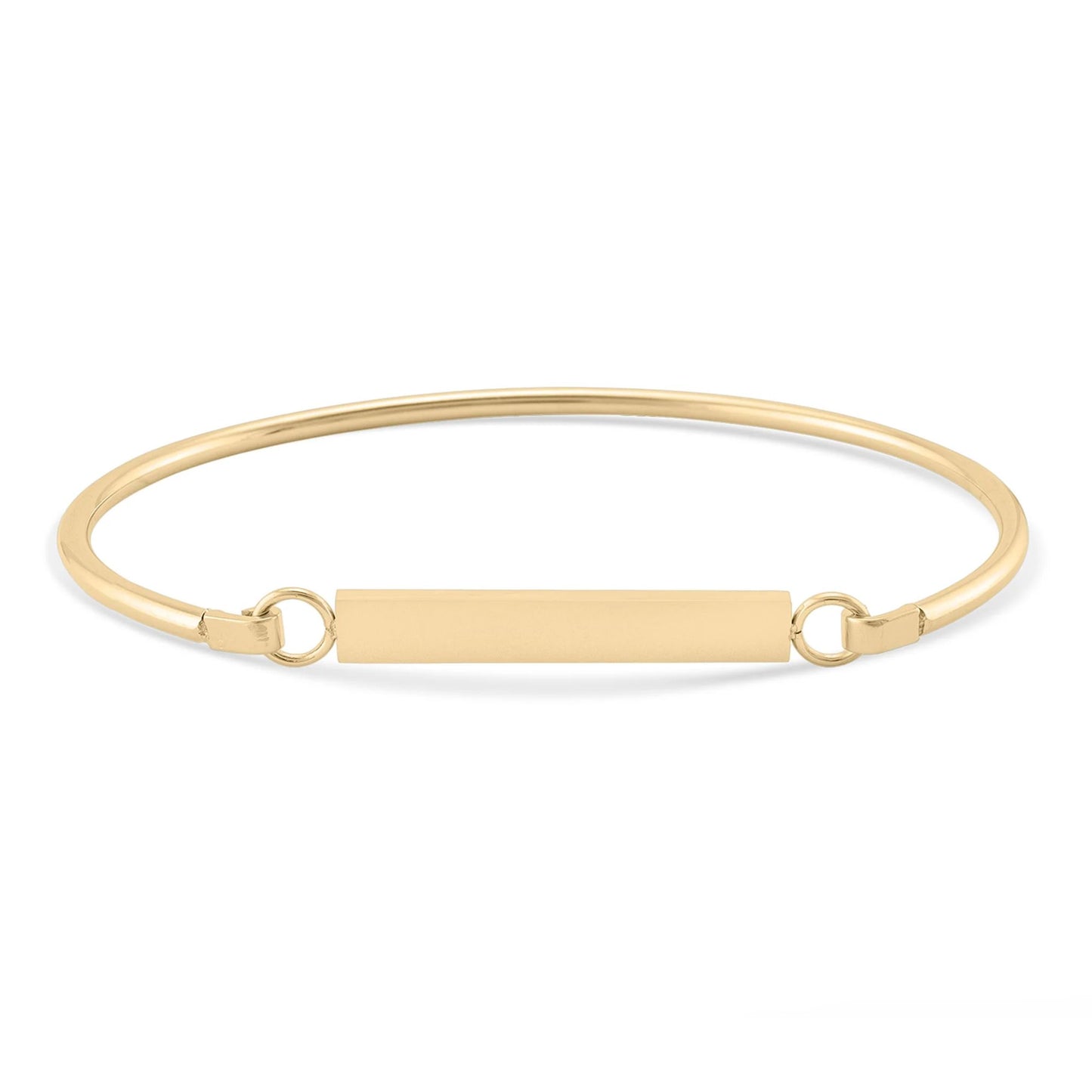 gold bangle bracelet with engravable plaque