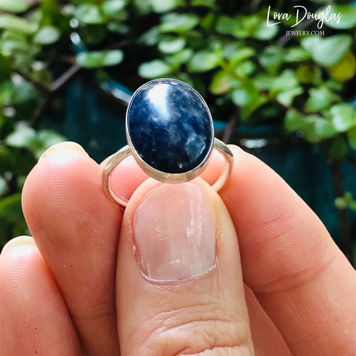 Sodalite Sterling Silver Ring, Size 8.75
