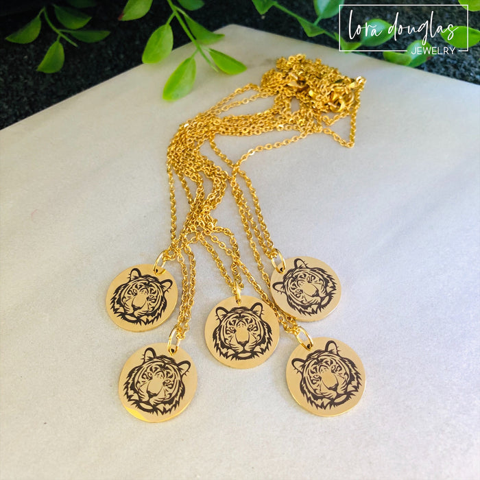 Tiger Jewelry, Tiger Bracelet, Tiger Necklace (Gold)