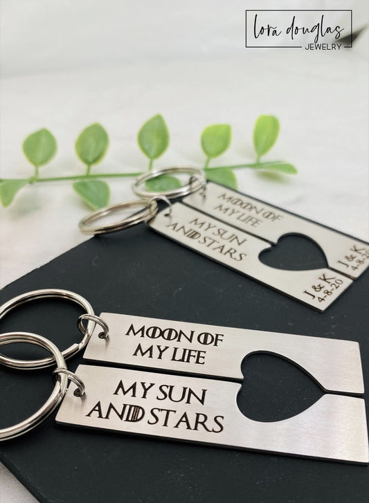 Moon of My Life and My Sun and Stars keychain set