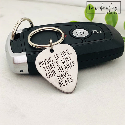 Music is Life. Guitar Pick Keychain
