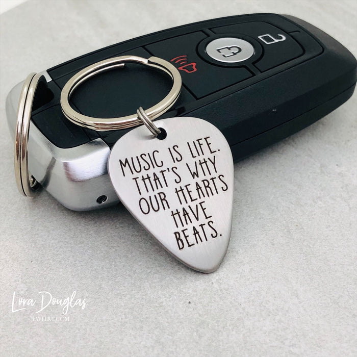 Music is Life. Guitar Pick Keychain