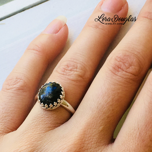 Labradorite Ring, Sterling Silver Ring, Size 7
