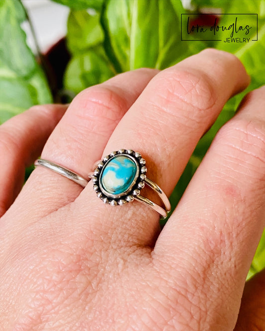 Mona Lisa Turquoise Ring, Sterling Silver, Size 7.75