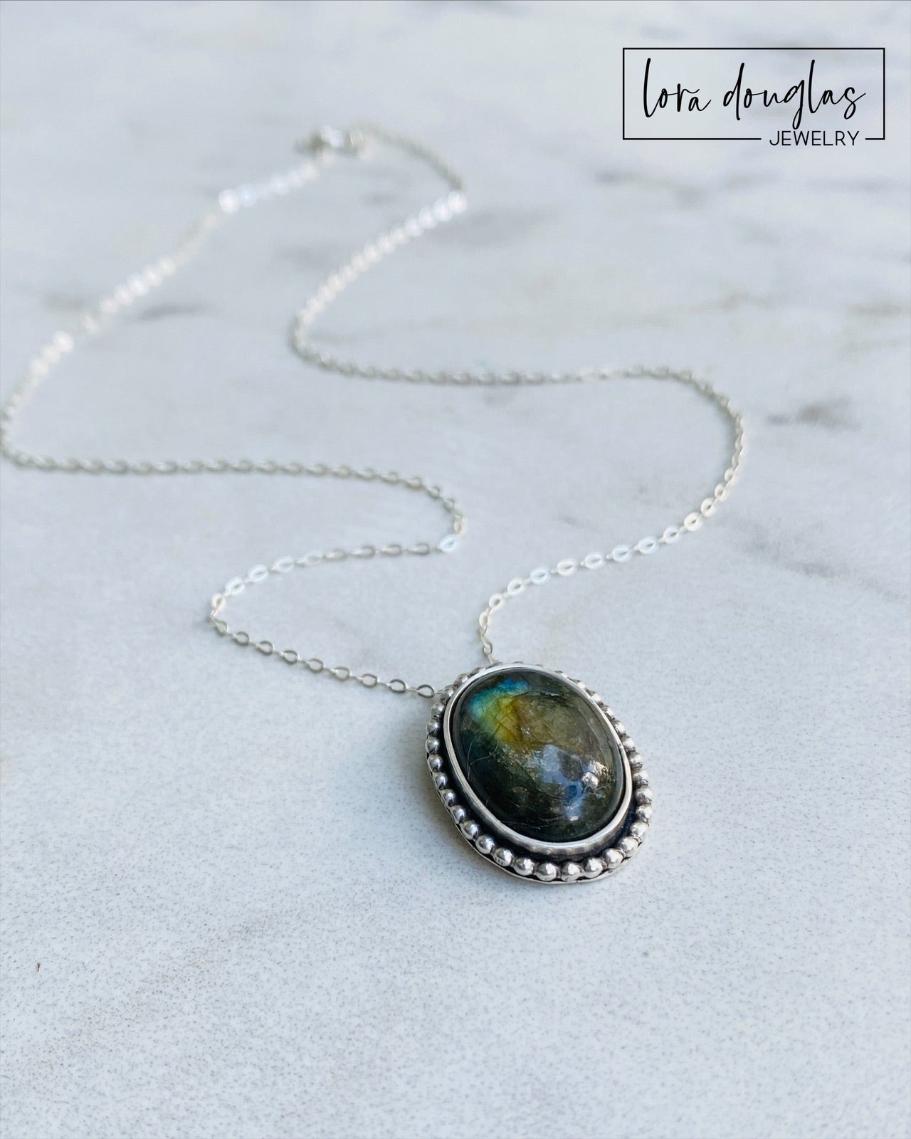 Labradorite Pendant Necklace, Sterling Silver