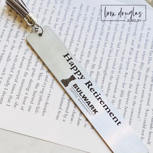 stainless steel bookmark with logo engraving
