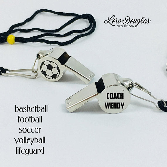 Personalized Coaches Whistle, Coach Gift - Lora Douglas Jewelry
