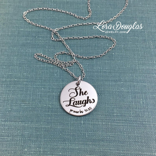 She Laughs Proverbs 31 Necklace, Bracelet, or Charm
