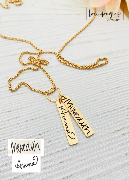 Handwriting Jewelry, Engrave Your Handwriting, Rose Gold Necklace, Gift for Mom, Mother's Day Gift, Engraved Handwriting Jewelry, Necklace