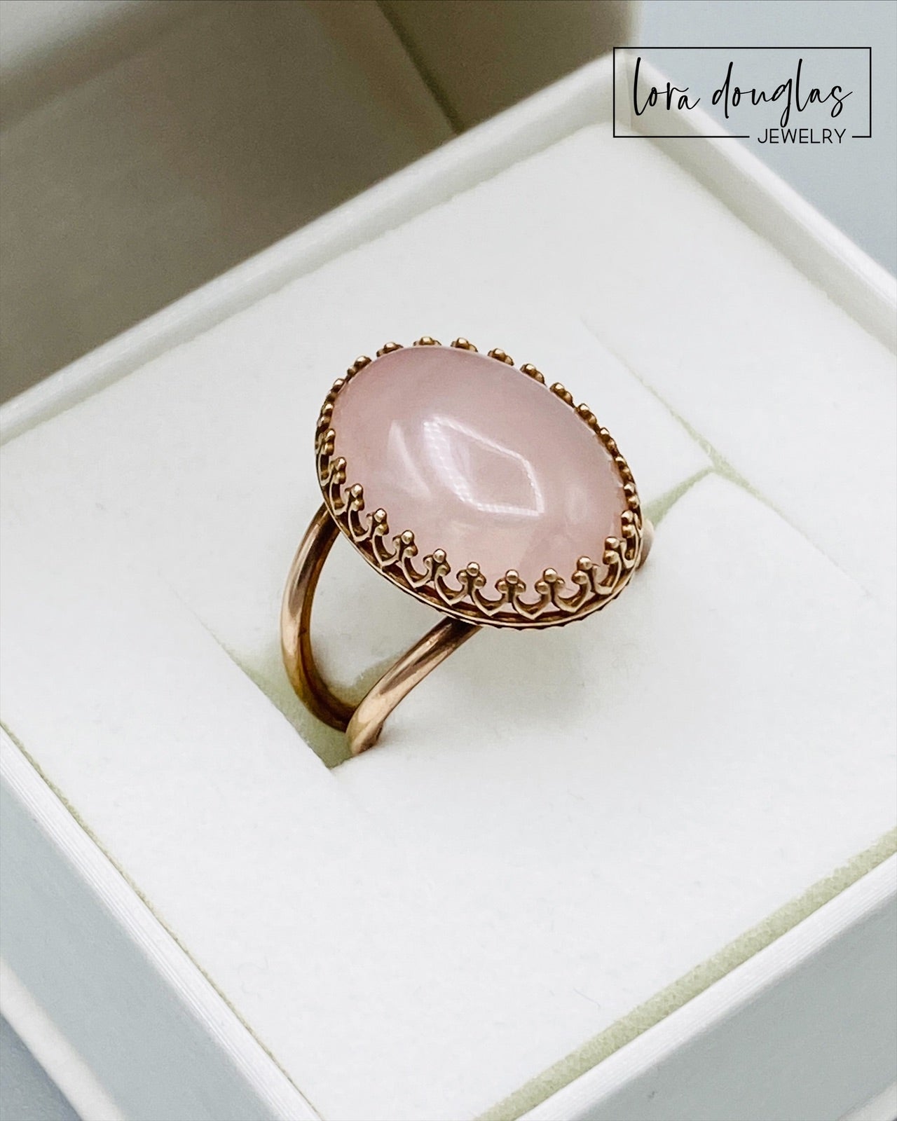 Rose Quartz and Bronze Ring, Size 6