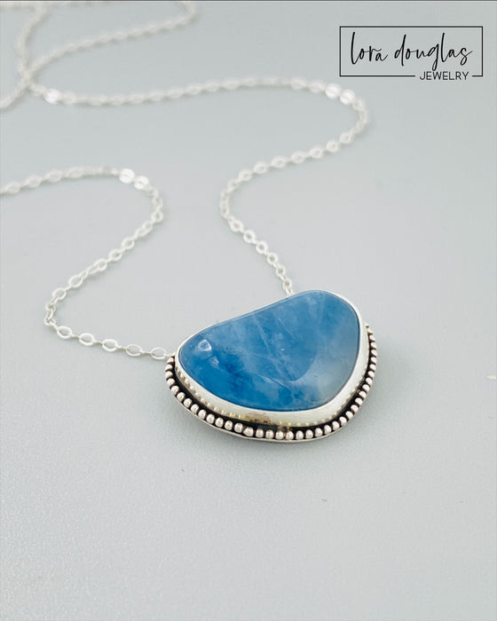 Aquamarine Pendant Necklace, Sterling Silver