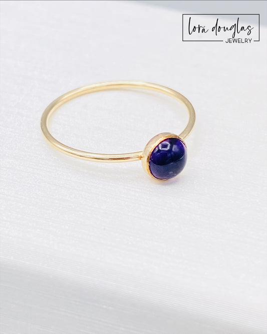 Amethyst Solitaire Gold-Filled Ring, Size 6