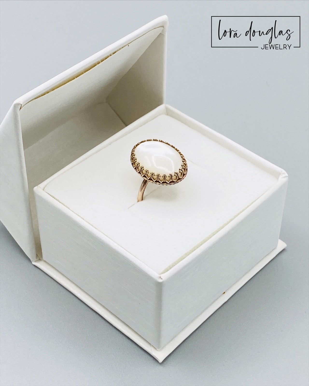 Mother of Pearl and Bronze Ring, Size 6