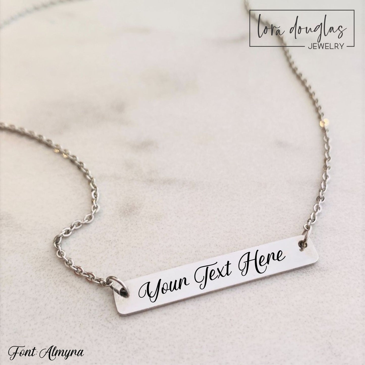 silver custom bar necklace with date engraving