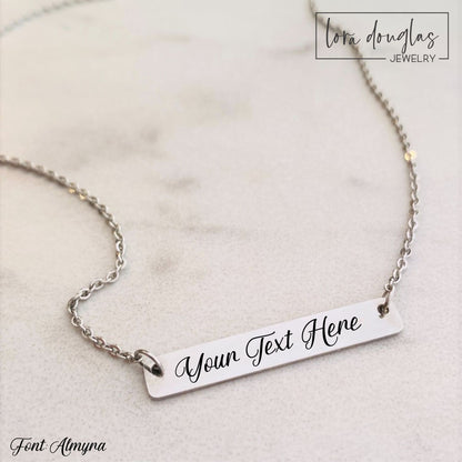 silver custom bar necklace with date engraving