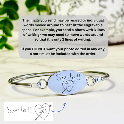 custom handwriting bracelet in gold or silver for women