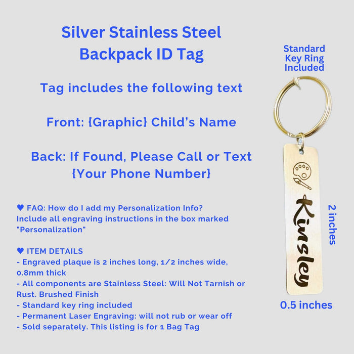 Engraved ID Tag for Backpack or Lunchbox