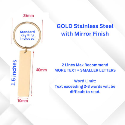 Engraved Handwriting Gold Keychain