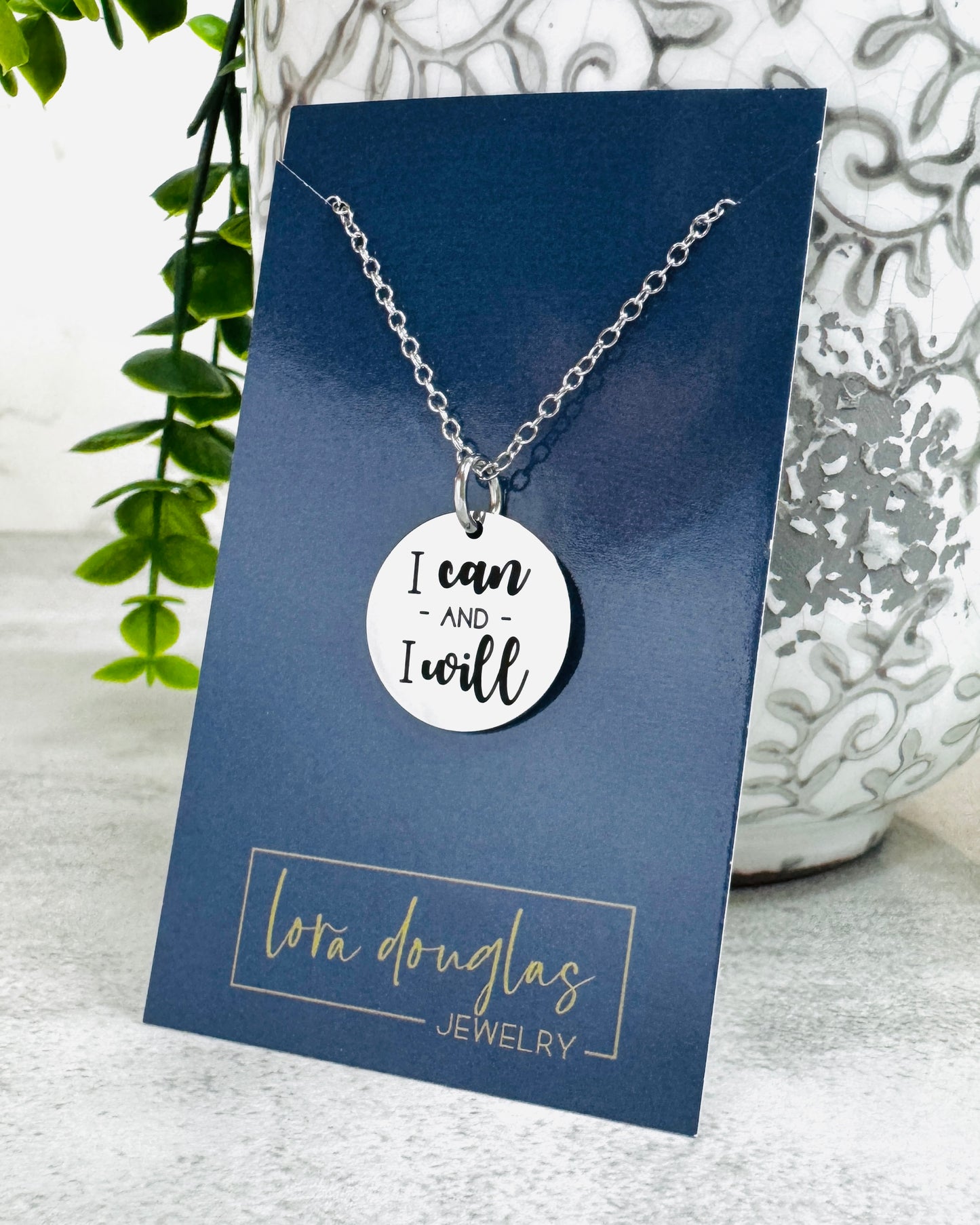 I Can and I Will: Engraved Charm, Necklace, or Bracelet