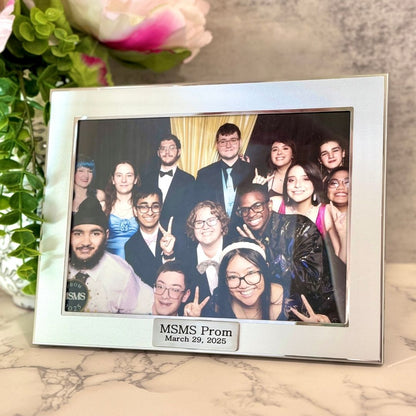Engraved silver picture frame for prom