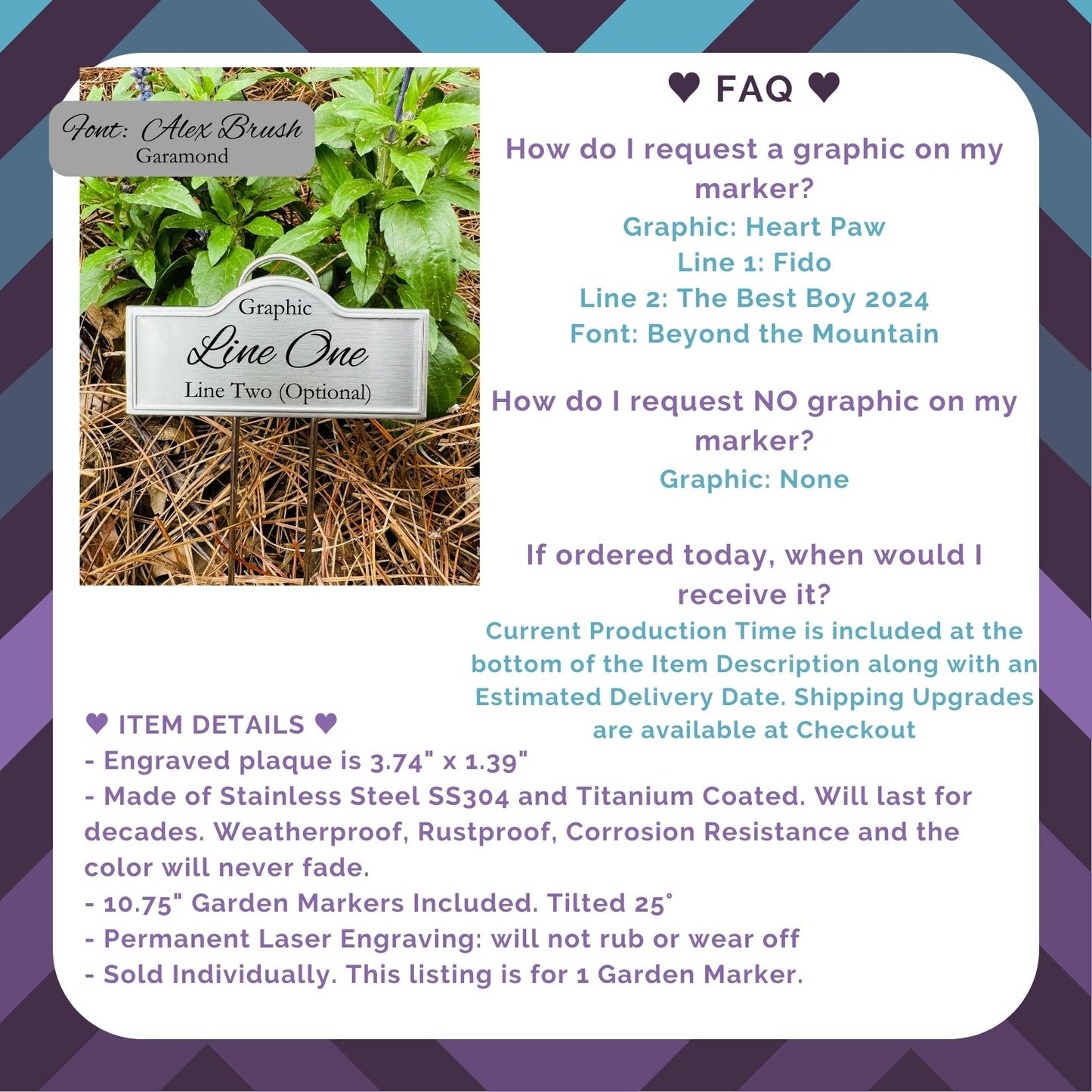 Personalized Garden Marker for Plants or Pet Memorials