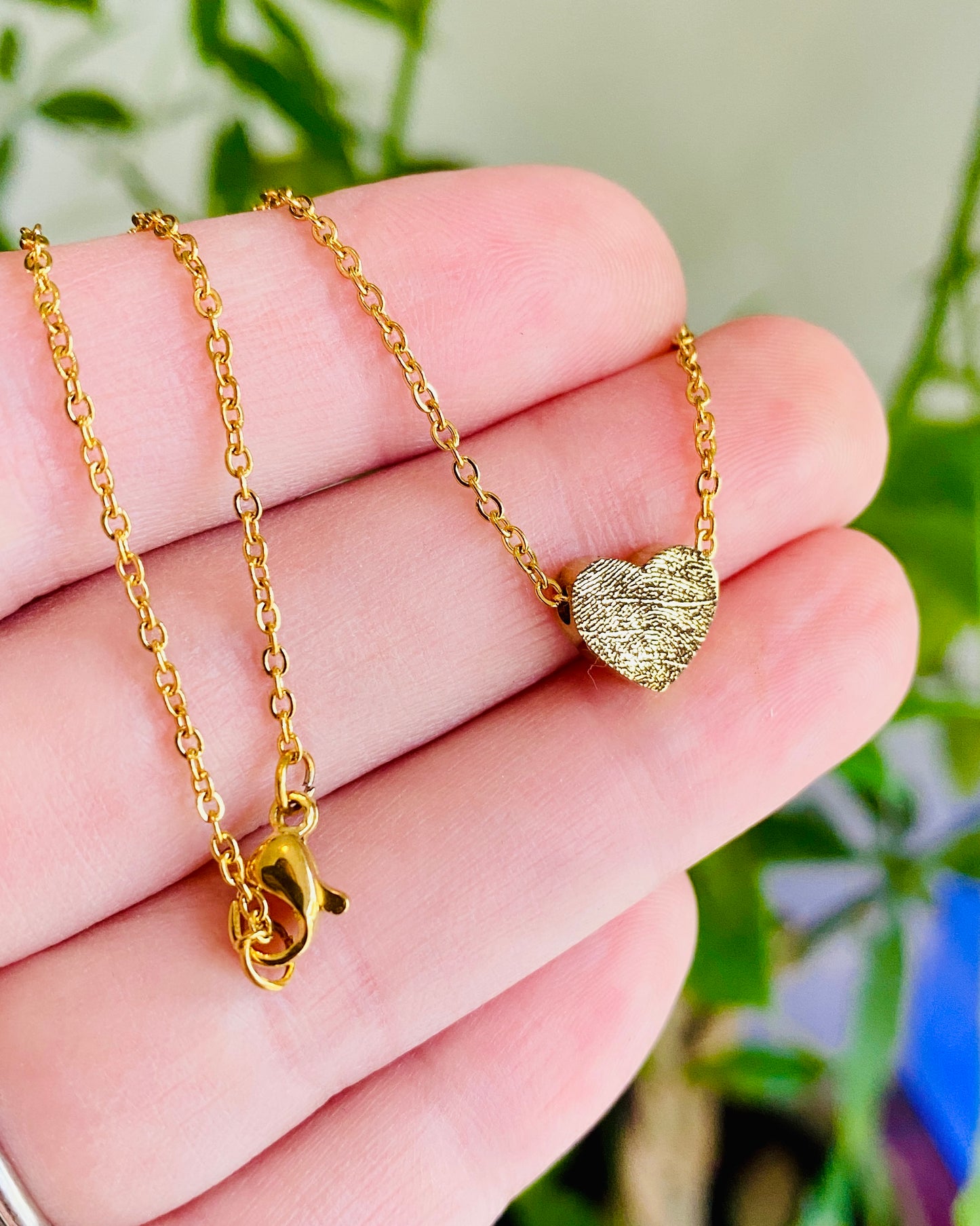 Silver Fingerprint Heart Necklace, Engrave Your Fingerprint