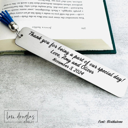 thank you for being a part of our special day bookmark for wedding officiant gift or wedding party favor