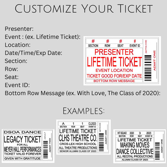 Custom Ticket Stub Keychain, Create a Ticket Keychain