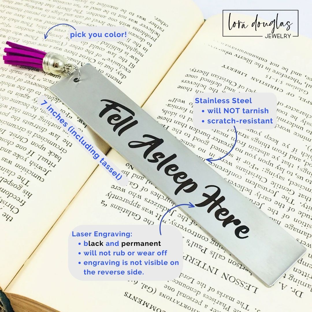 Fell Asleep Here Bookmark | Funny Personalized Book Lover Gift