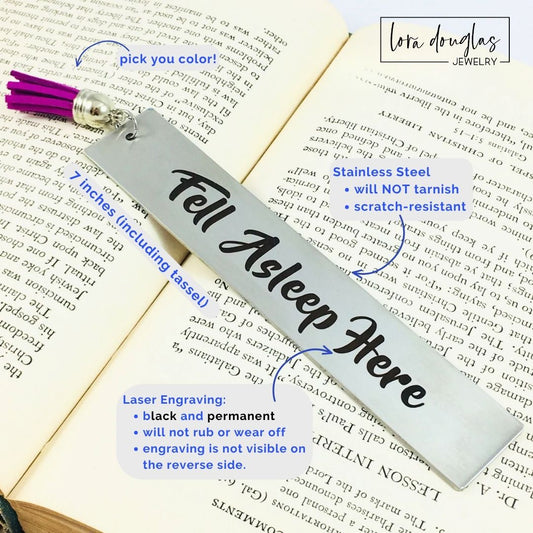 Fell Asleep Here Bookmark | Funny Personalized Book Lover Gift
