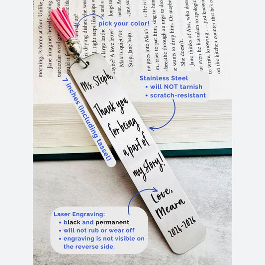Teacher Appreciation Bookmark, Part of my Story