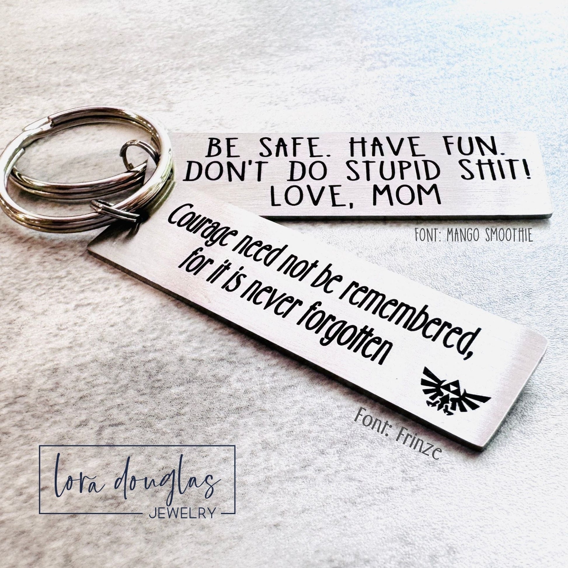 Keychain with motivational quote on a light background