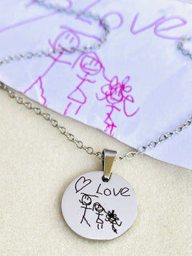 Custom Handwriting Jewelry, Engraved Child's Artwork or Handwriting