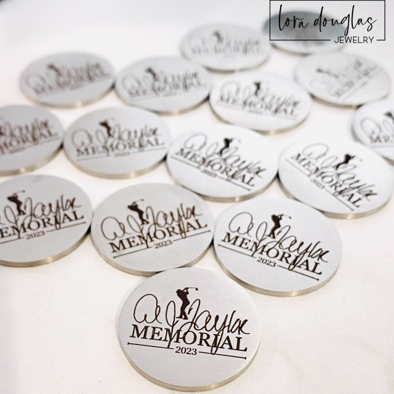 Silver Stainless Steel Golf Ball Marker Laser Engraved with Your Logo or Image