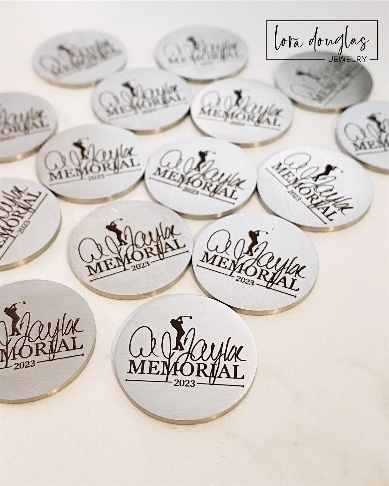 Silver Stainless Steel Golf Ball Marker Laser Engraved with Your Logo or Image