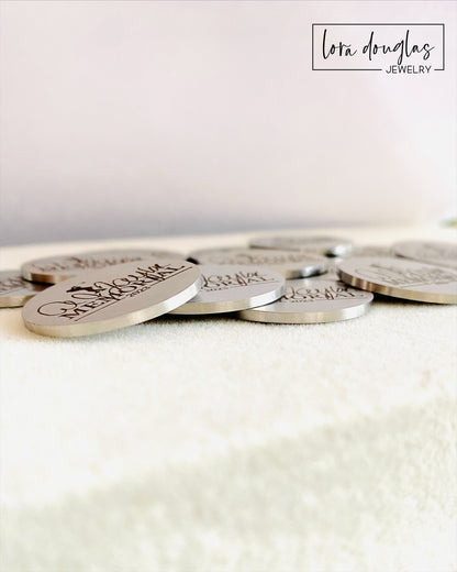 Silver Stainless Steel Golf Ball Marker Laser Engraved with Your Logo or Image