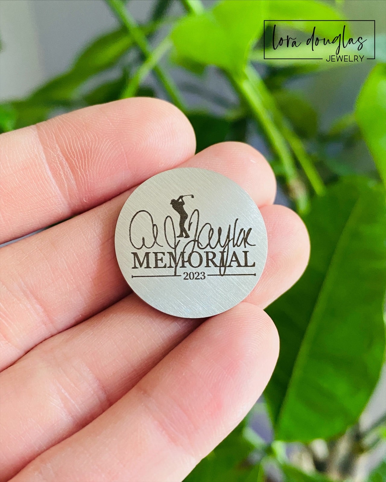 Silver Stainless Steel Golf Ball Marker Laser Engraved with Your Logo or Image