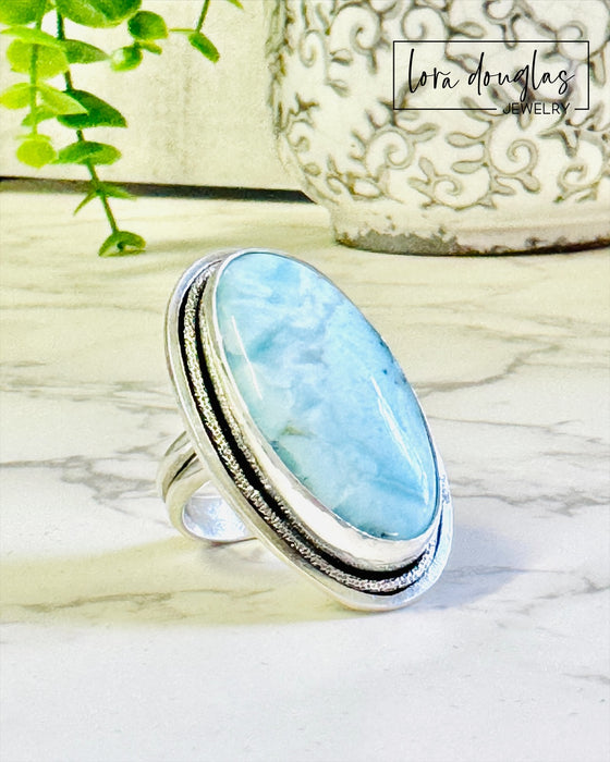 Larimar Cocktail Ring, Sterling Silver