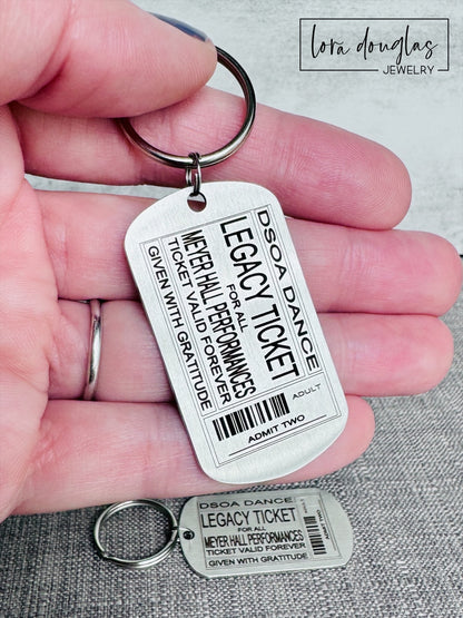 Custom Ticket Stub Keychain, Create a Ticket Keychain
