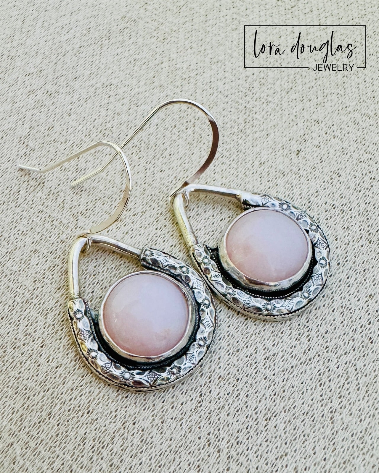 Pink Opal Sterling Silver Earrings