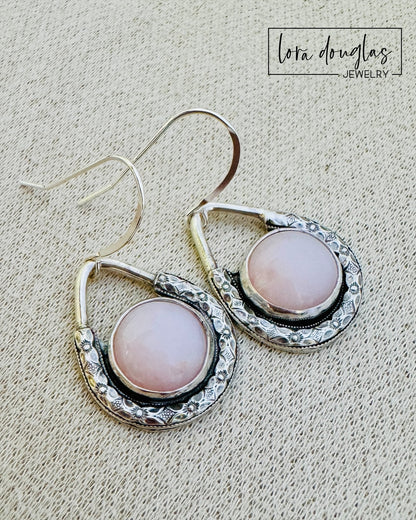 Pink Opal Sterling Silver Earrings