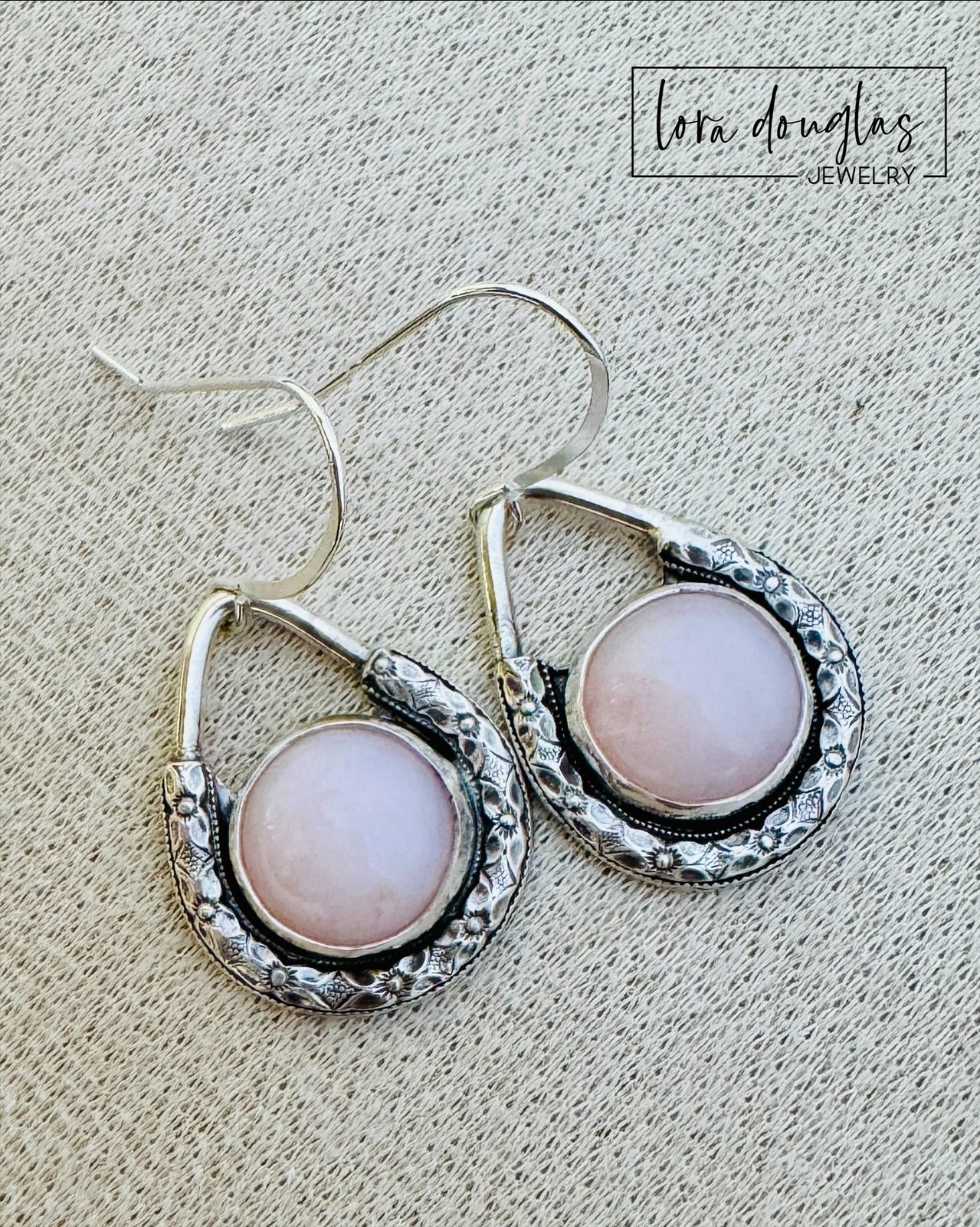 Pink Opal Sterling Silver Earrings
