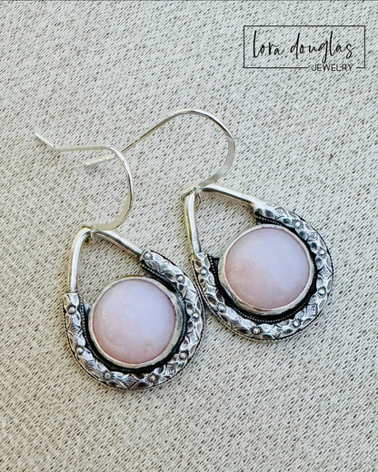 Pink Opal Sterling Silver Earrings