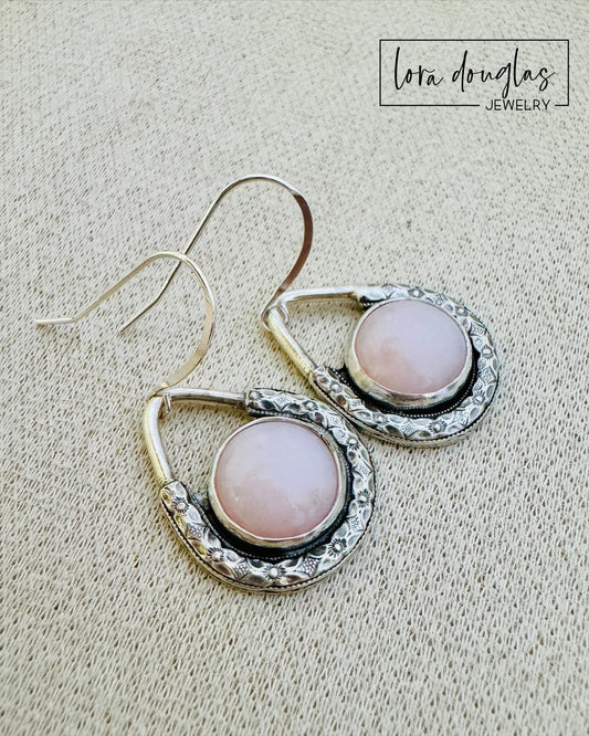 Pink Opal Sterling Silver Earrings