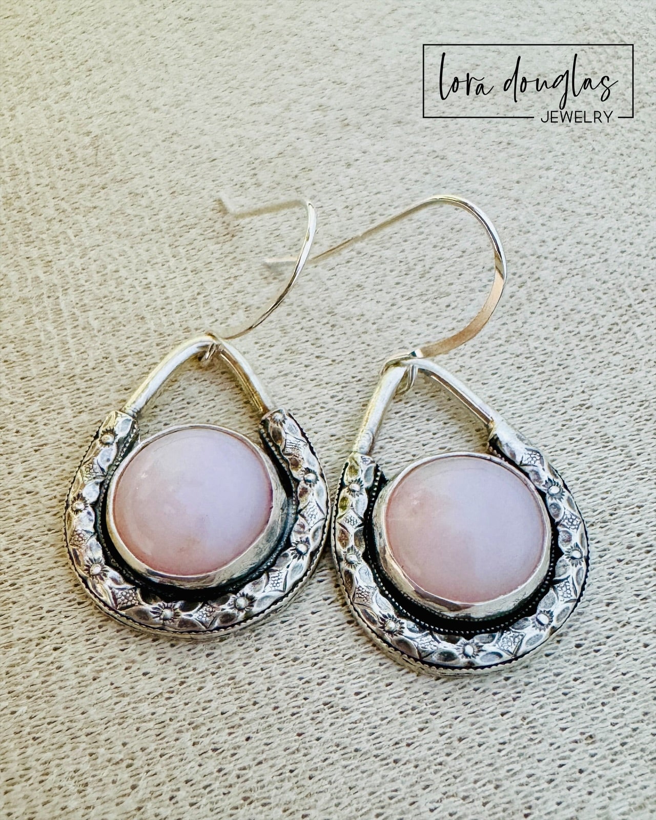 Pink Opal Sterling Silver Earrings