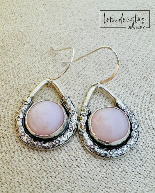 Pink Opal Sterling Silver Earrings