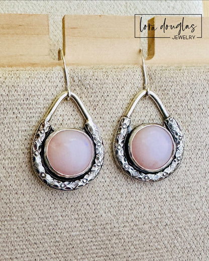 Pink Opal Sterling Silver Earrings